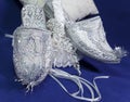 Oriental-style wedding shoes and brideÃ¢â¬â¢s diadem Royalty Free Stock Photo